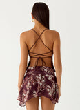 Fiore Asymmetrical Mini Skirt Espresso Meadow