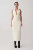 Annita Crepe Halter Midi Dress Ivory