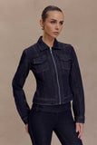 Cierra Cinched Jacket Top Washed Indigo Blue