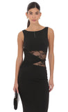 Lace Cutout Maxi Dress in Black