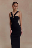 Jaylen Bandage Knit Maxi Dress Black