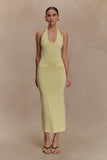 Ovina Halter Neck Knit Midi Dress Lemon