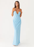 Just A Kiss Cowl Maxi Dress Turquoise