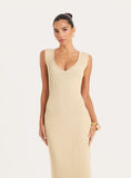 Lemon Knitted Sleeveless Maxi Dress