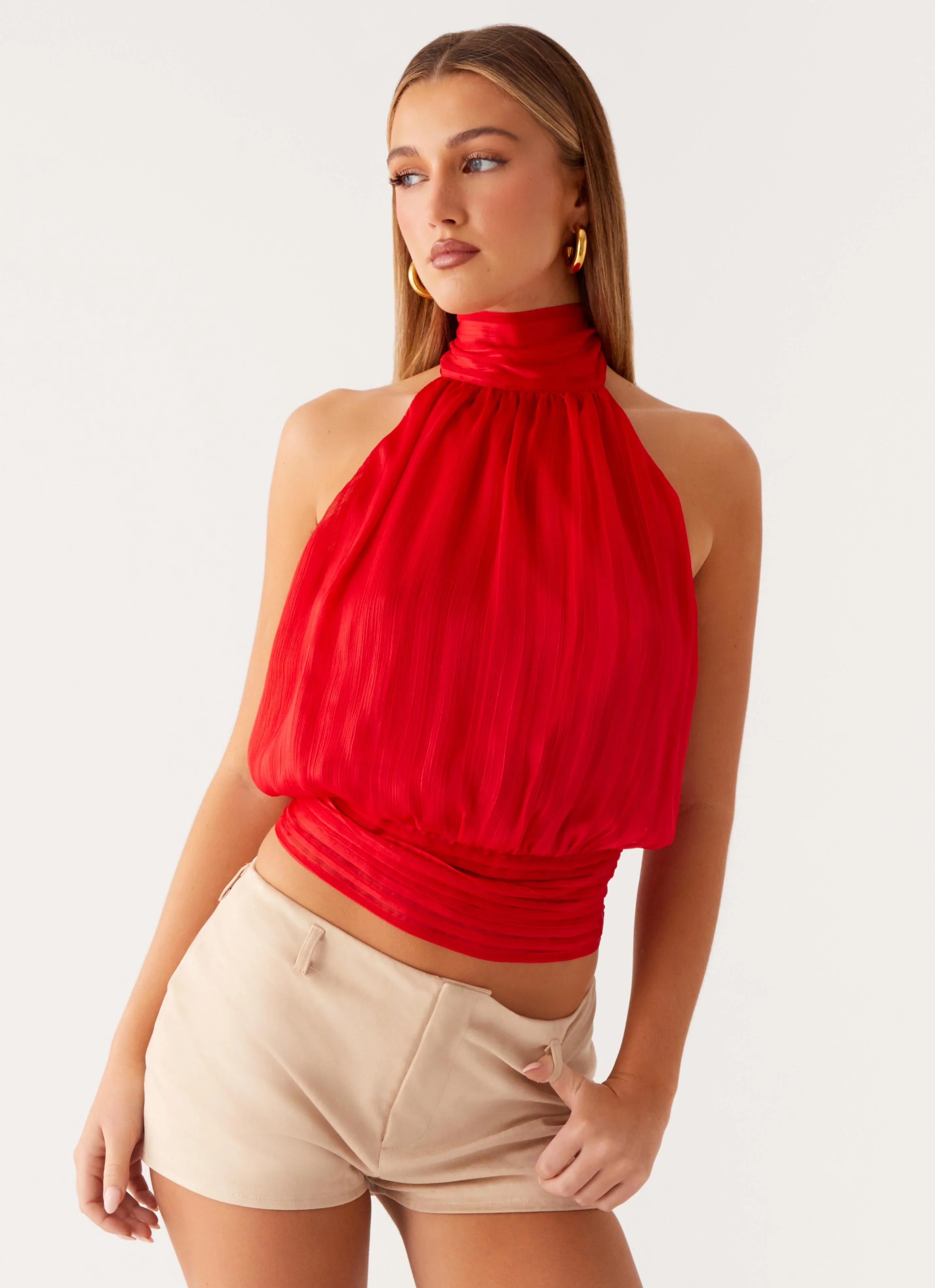 Willow Chiffon Top Red