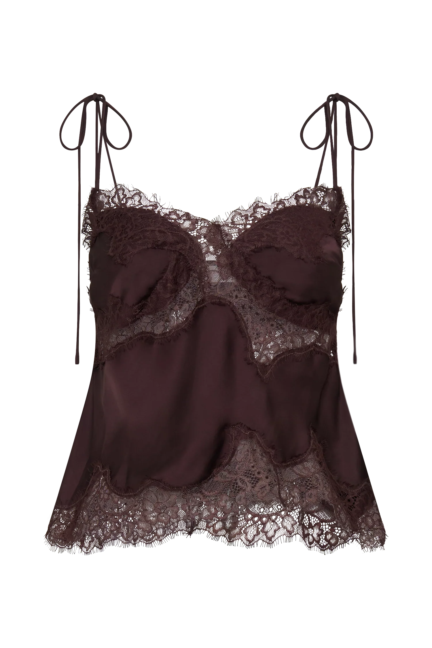 Nina Satin And Lace Camisole Chocolate