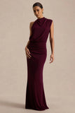 Umaira Burgundy High Neck Maxi Dress