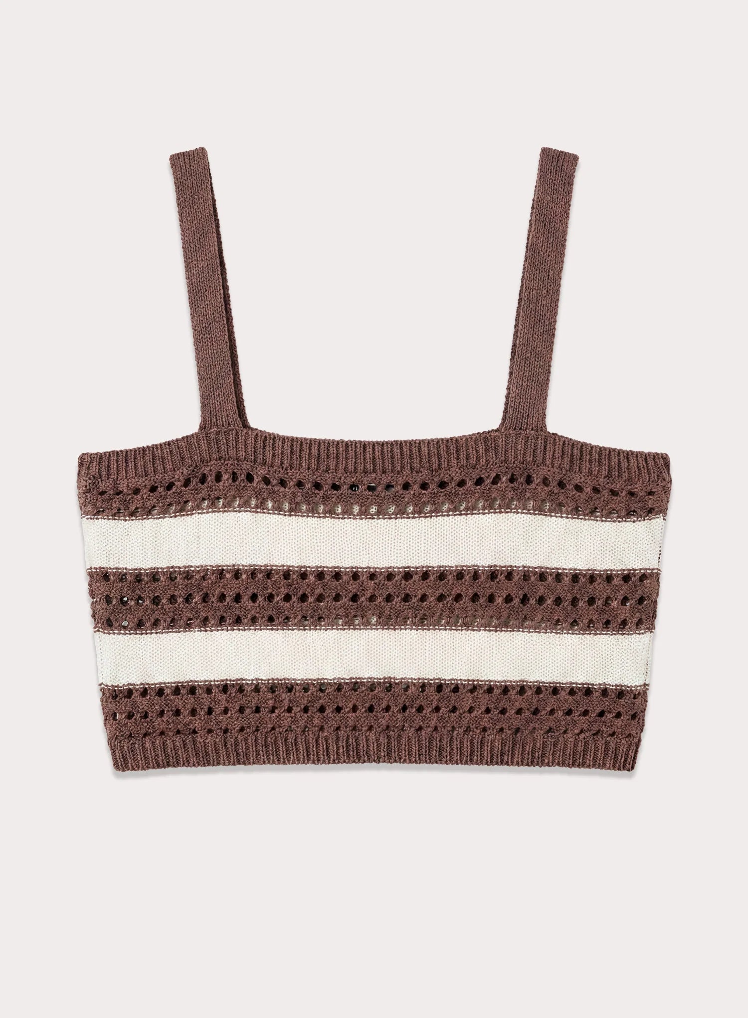 Chocolate Stripe Crochet Crop Top