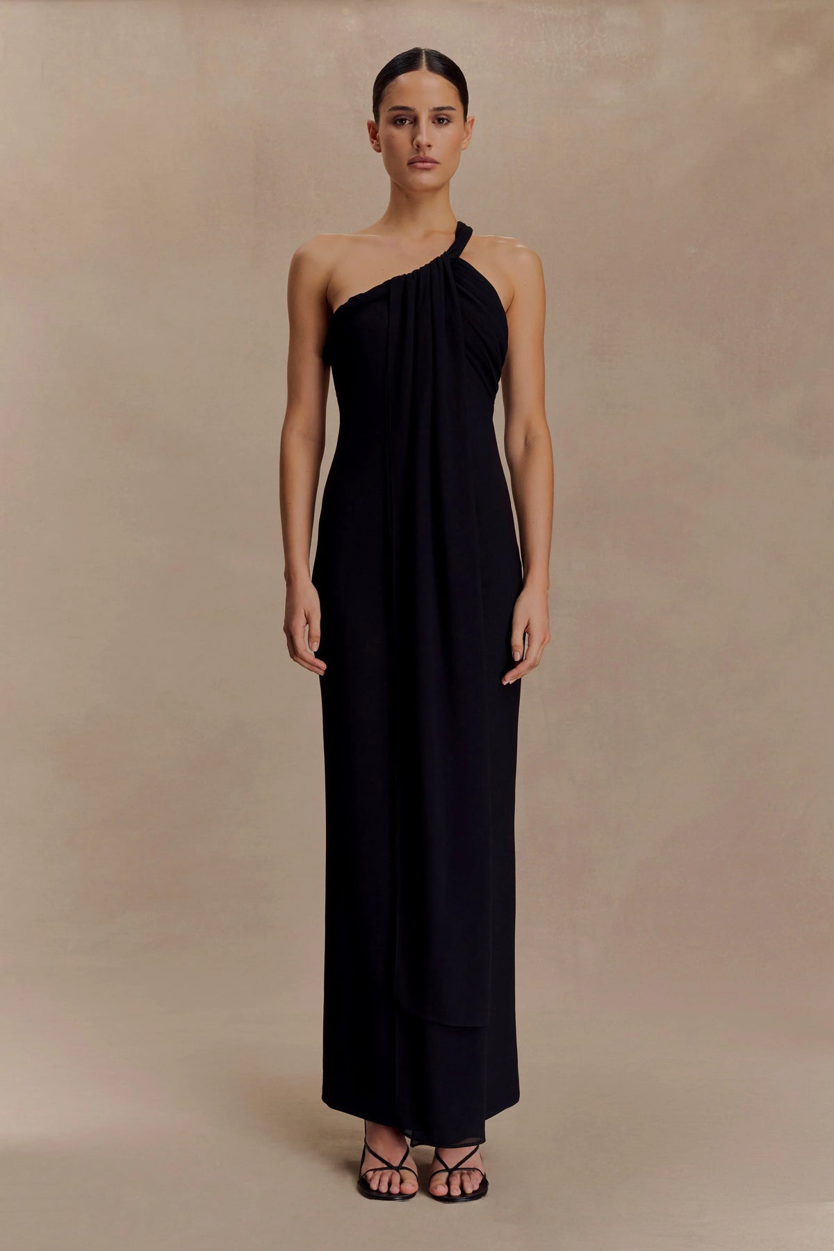 Philippa Knotted Crepe Maxi Dress Black