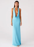 Driftwood Cowl Maxi Dress Turquoise