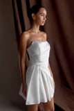Lora Strapless Satin Mini Dress White