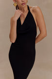 Ayella Cowl Knit Maxi Dress Black