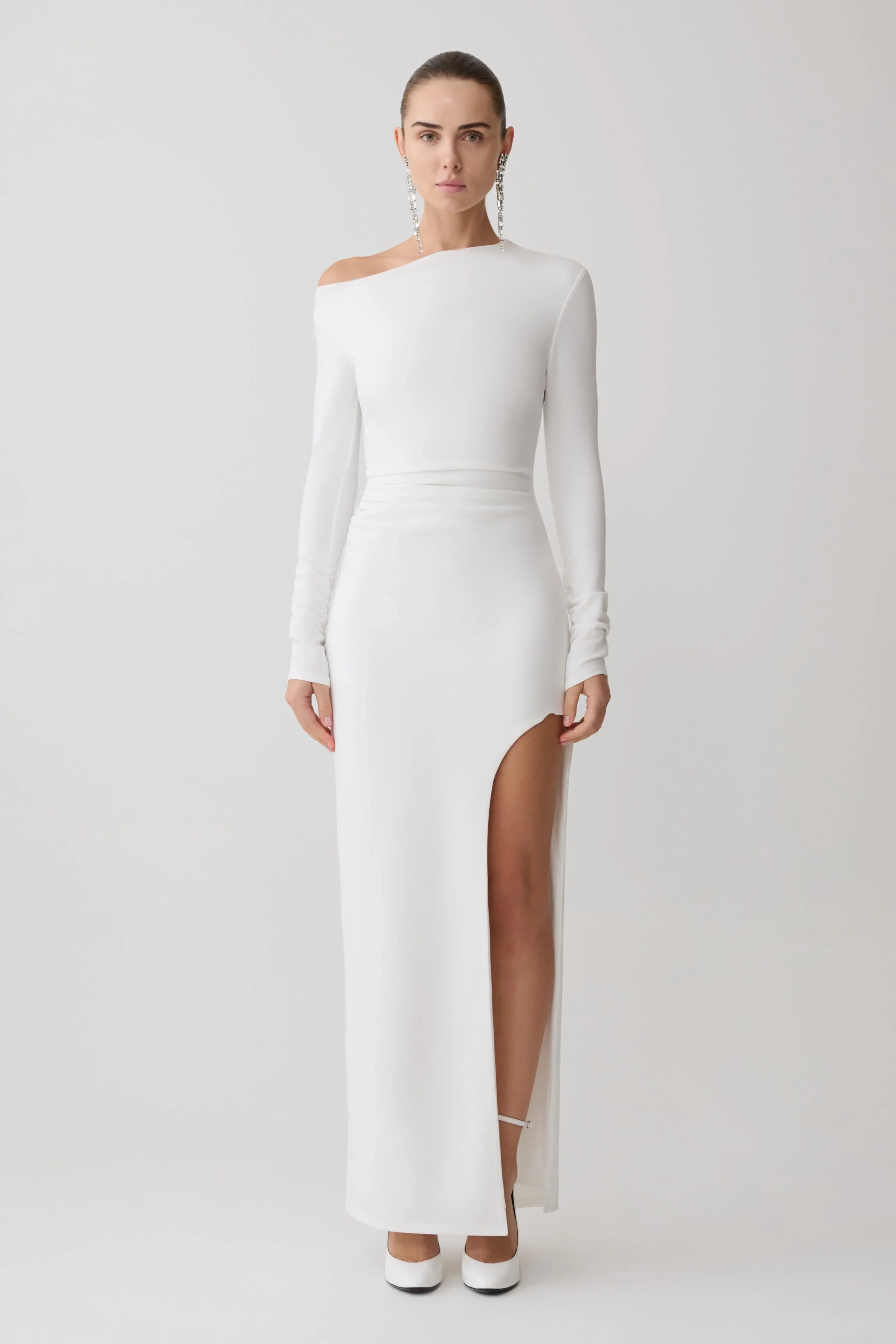 Thalyn Crepe Maxi Dress With Split White