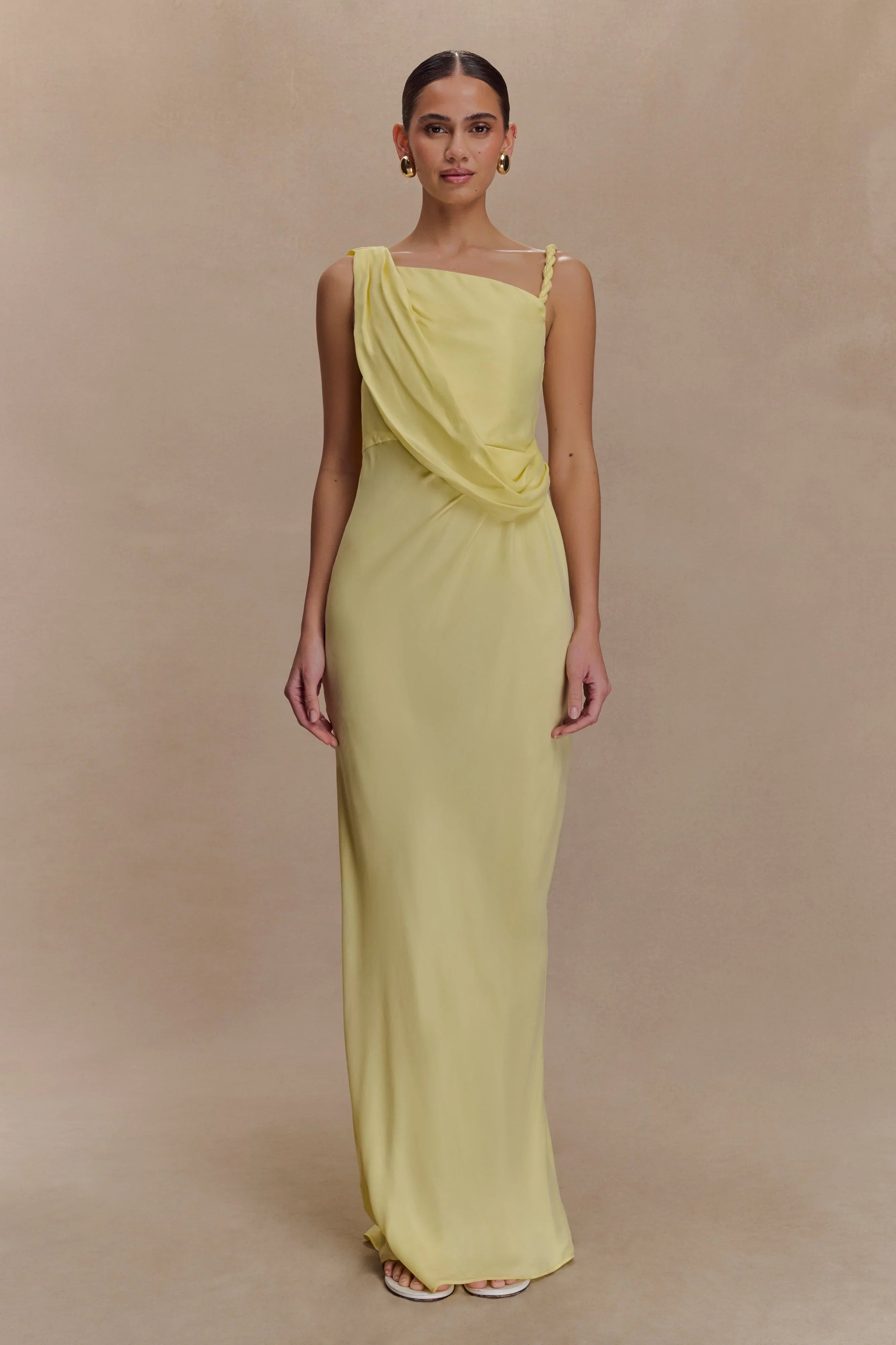 Lorieanne Draped Maxi Dress Lemon