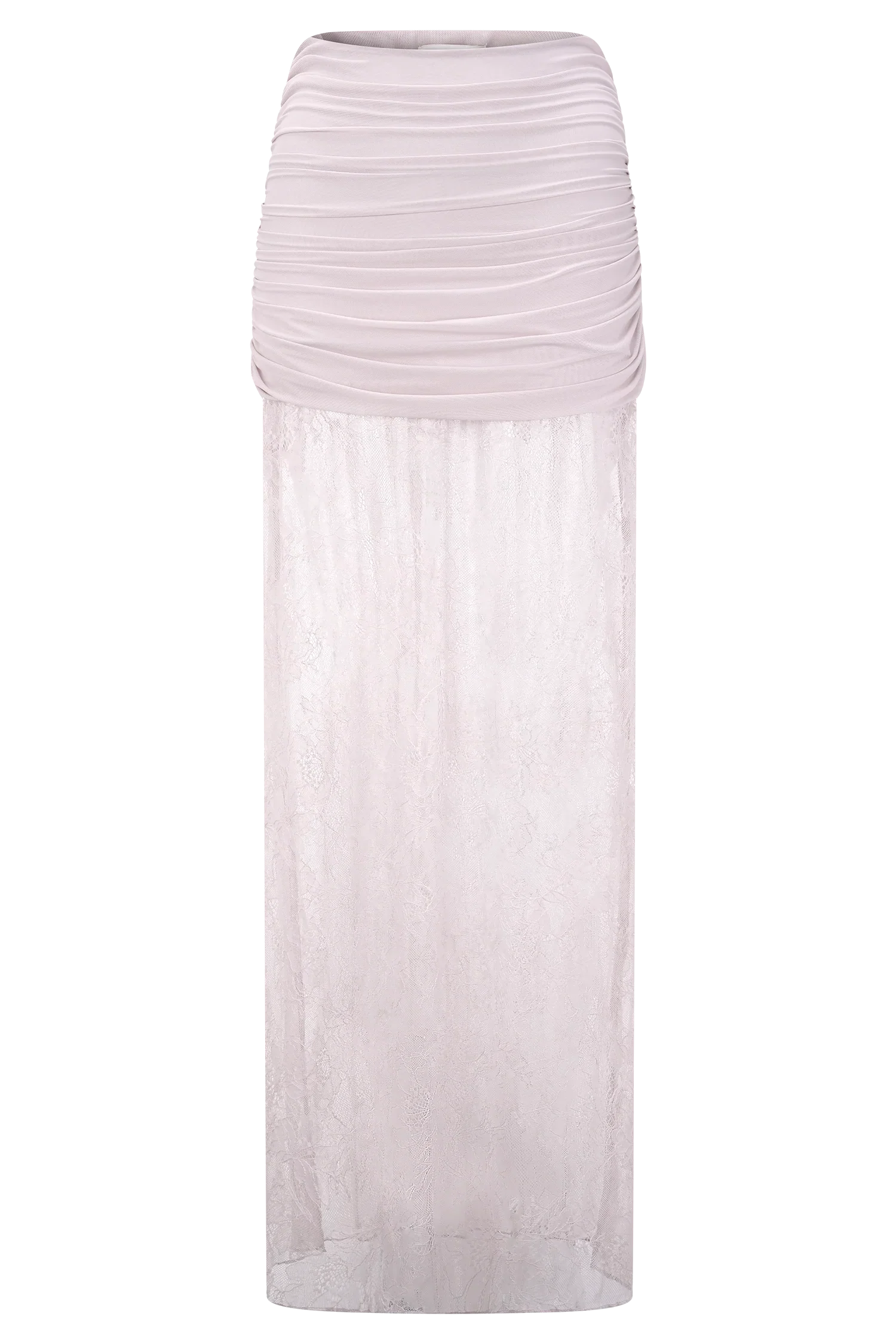 Guinevere Lace And Mesh Maxi Skirt Lilac