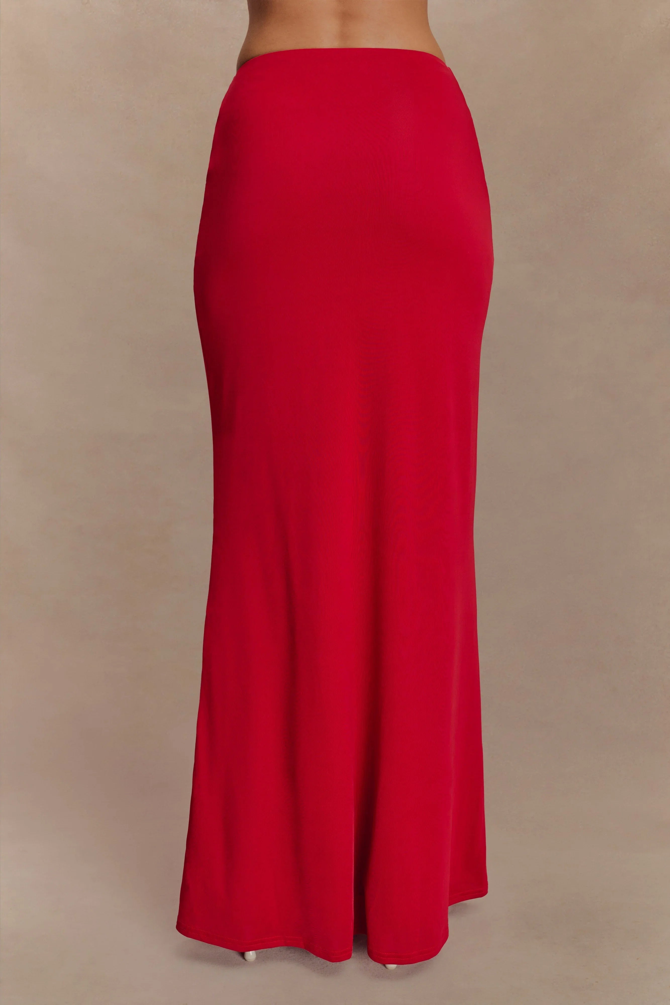 Bruna Slinky Fishtail Maxi Skirt Red