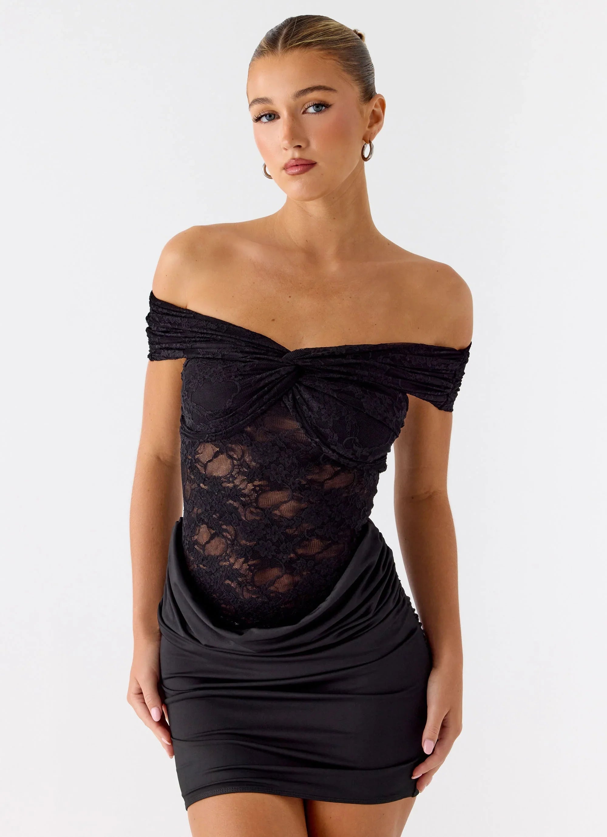 Either Way Off Shoulder Mini Dress Black