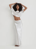 Silver Satin Maxi Skirt
