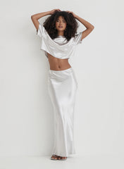 Silver Satin Maxi Skirt