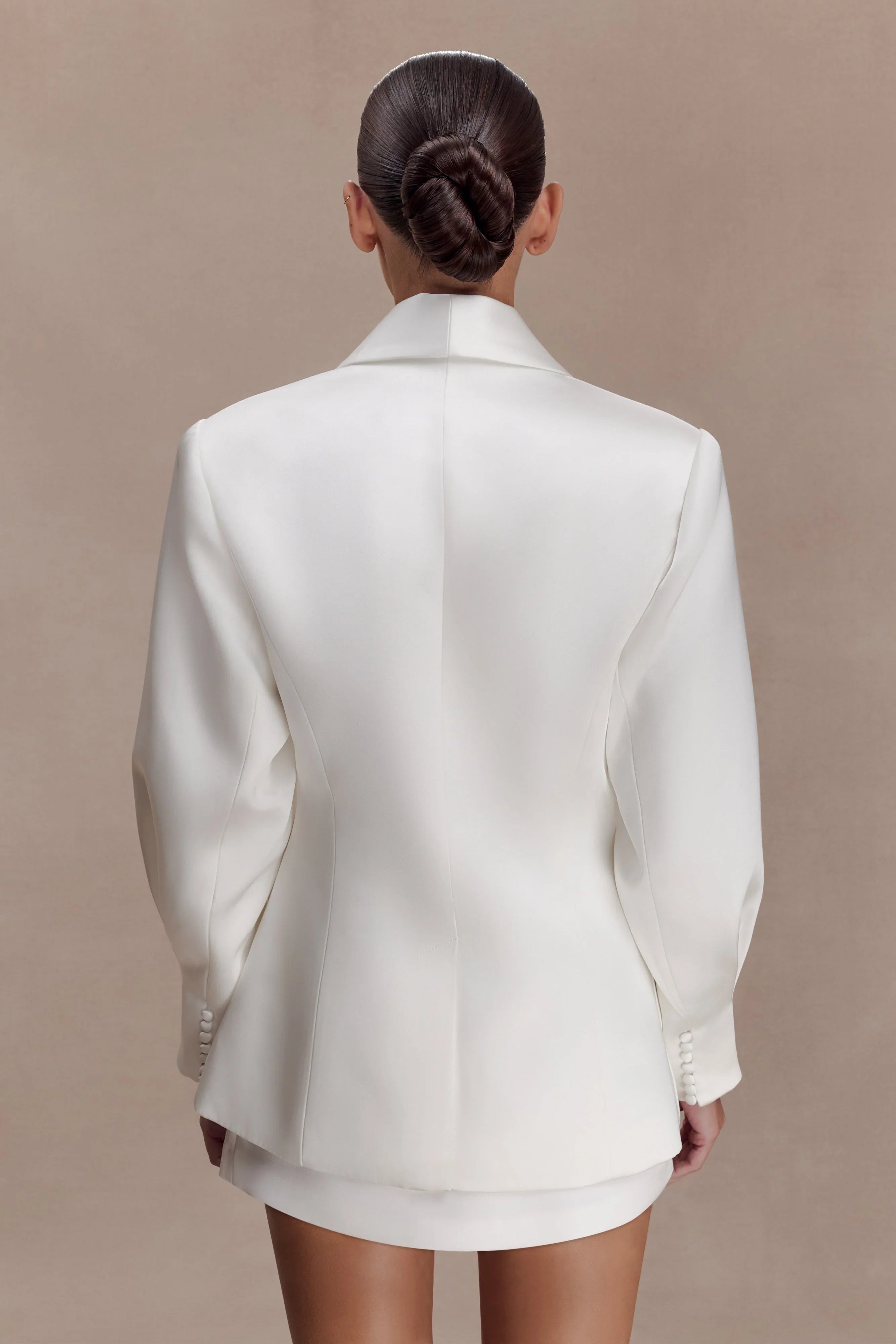 Kylie Oversized Satin Blazer Ivory