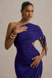 Trance Blue Asymmetric Maxi Dress with Split