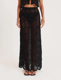 Black Crochet Knitted Maxi Skirt