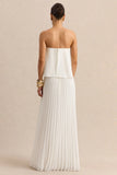 Saralyn White Bandeau Maxi Dress With Pleated Skirt