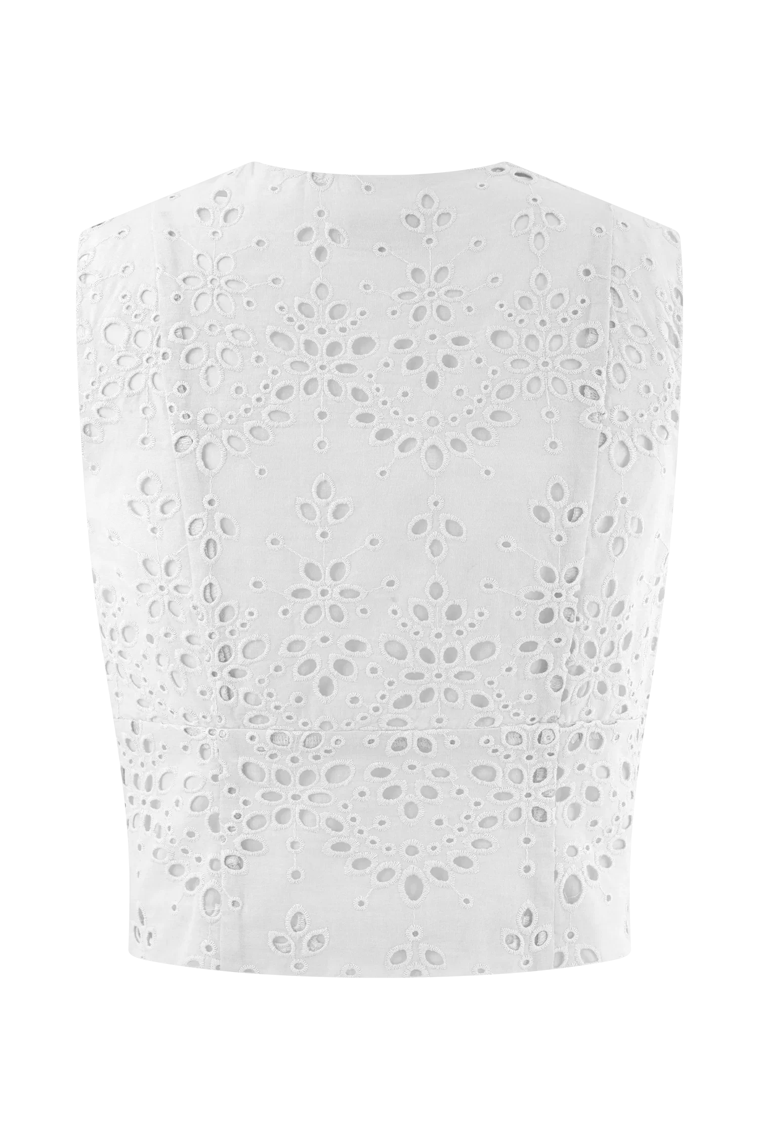 Arla Sleeveless Broderie Top White