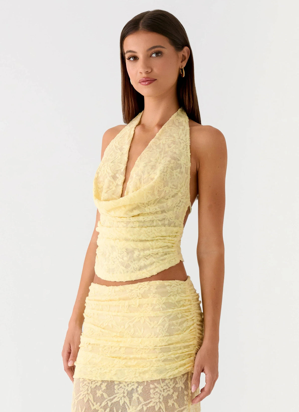 Farruko Jacquard Halter Top Butter