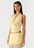 Farruko Jacquard Halter Top Butter