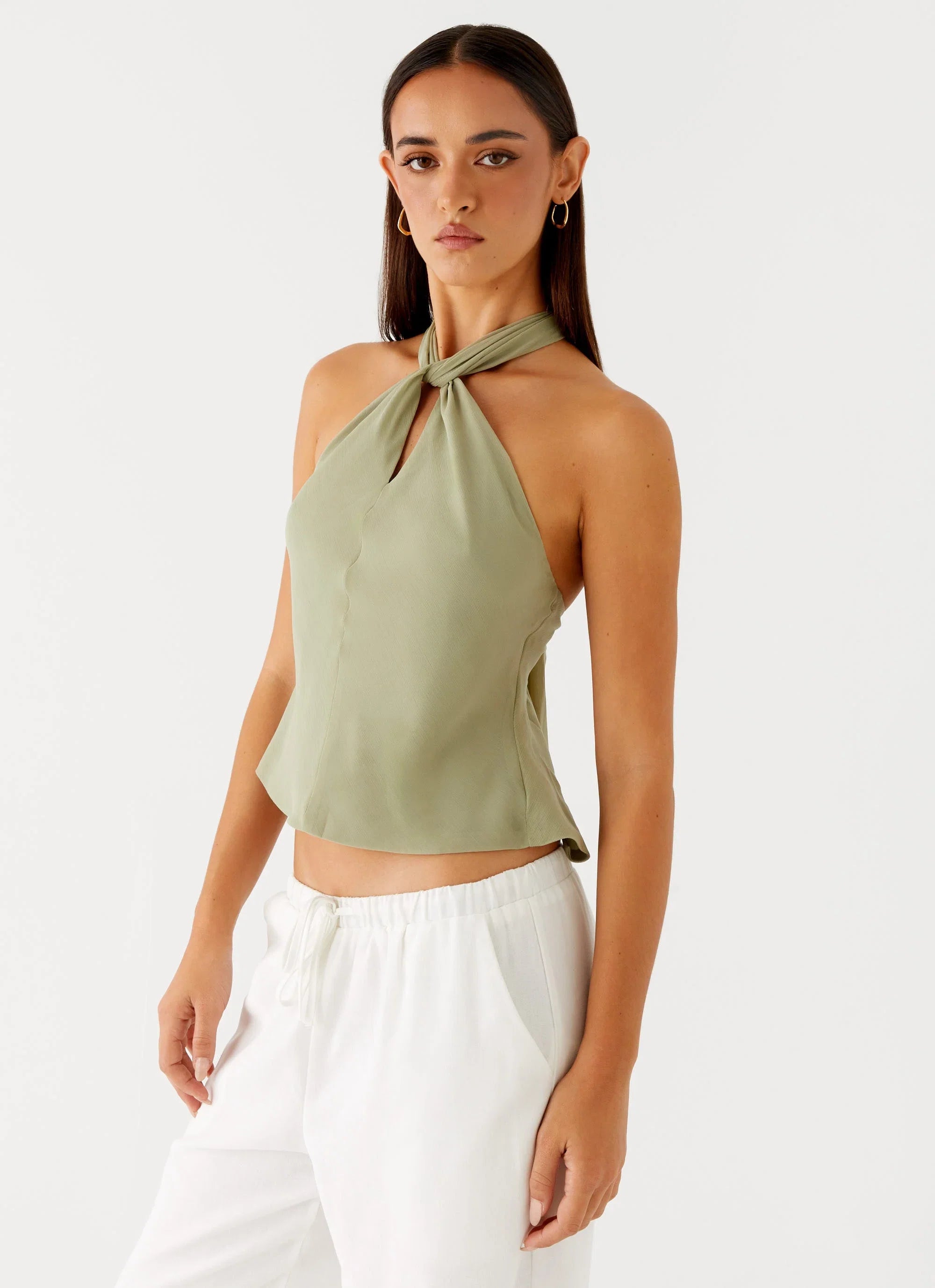 Maddox Scarf Top Sage
