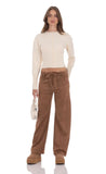 Suede Straight Leg Pants in Brown
