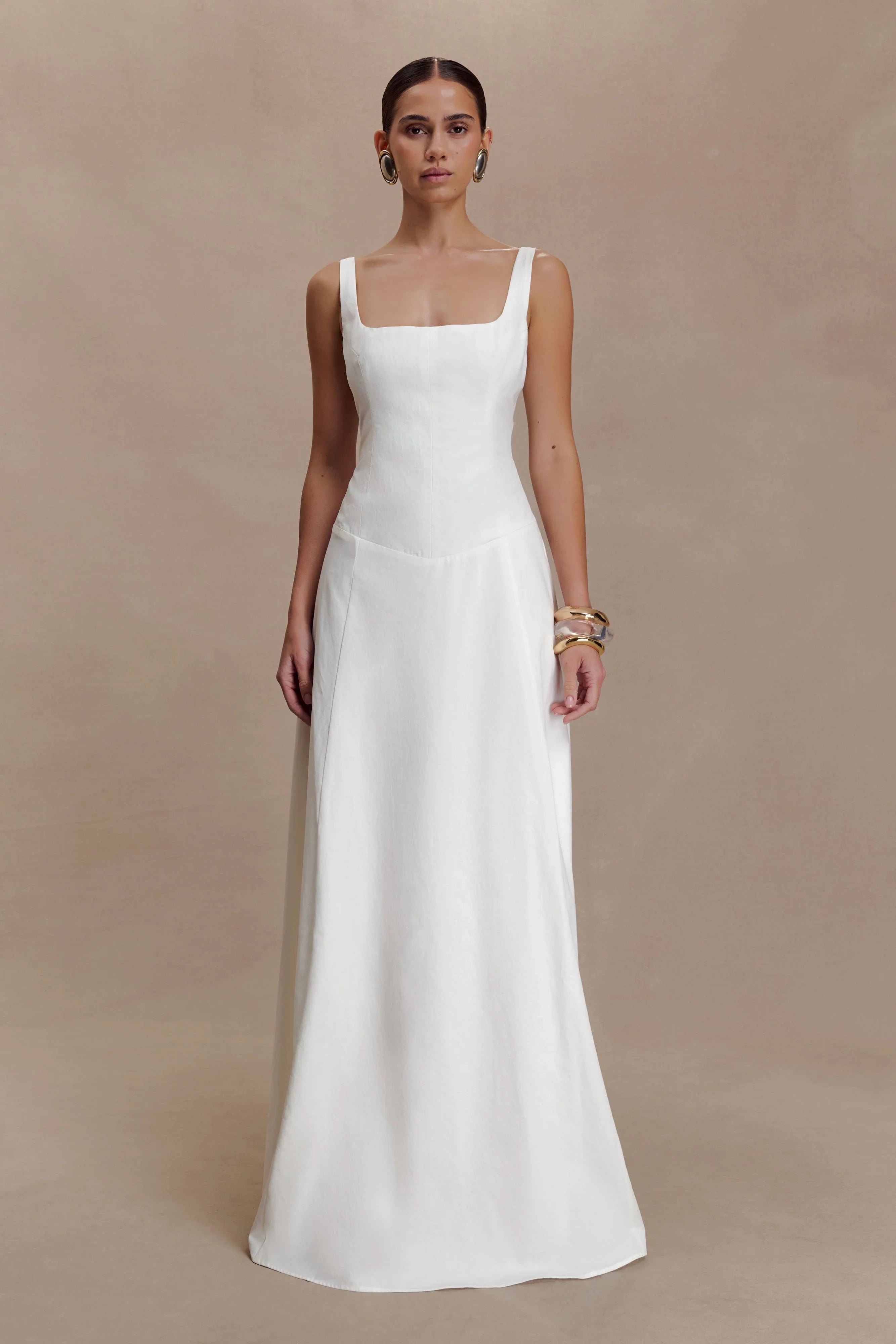 Salma Drop Waist Cotton Maxi Dress White