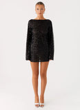 Edessa Sequin Mini Dress Black
