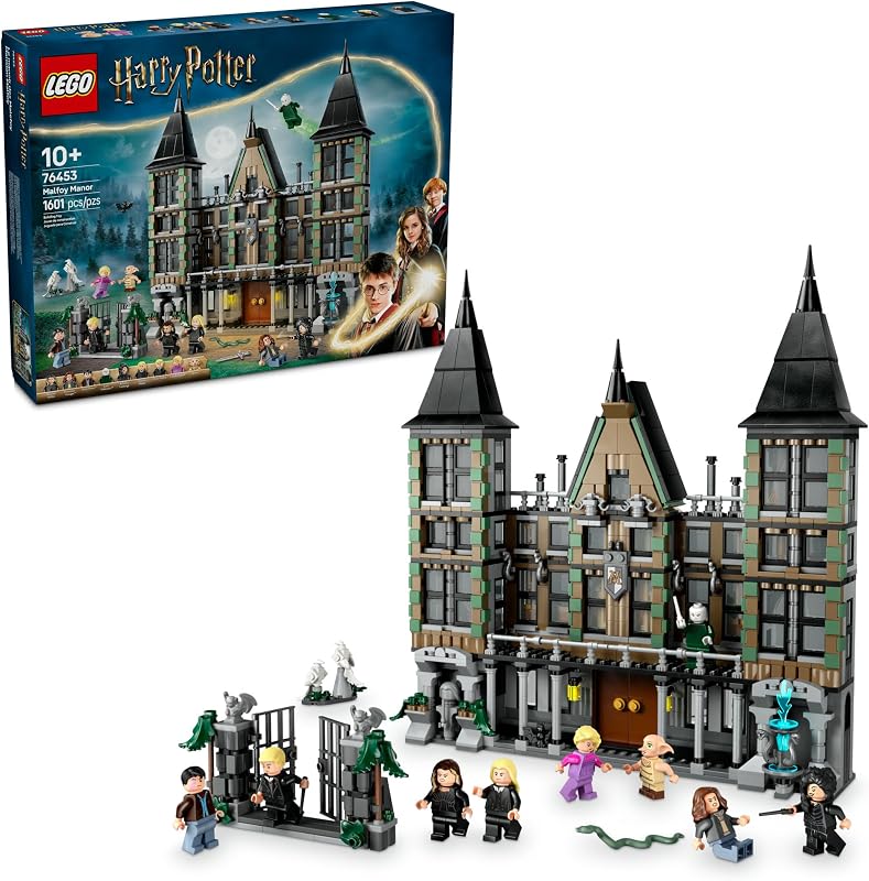 LEGO Harry Potter Malfoy Manor 76453 Building Toy Girls Boys Ages 10 Collectible Harry Potter Display Set 9 Minifigures Gift for Birthdays 1601 pcs