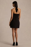 Lillian Black Halter Neck Mini Dress With Embellished Detailing