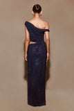 Kenny Diamante One Shoulder Maxi Dress Navy