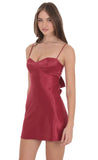 Satin Sweetheart Neck Dress in Wine