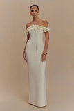 Nova Ruffle Off Shoulder Maxi Dress Ivory