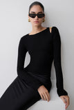 Ricky Knit Long Sleeve Longline Top Black