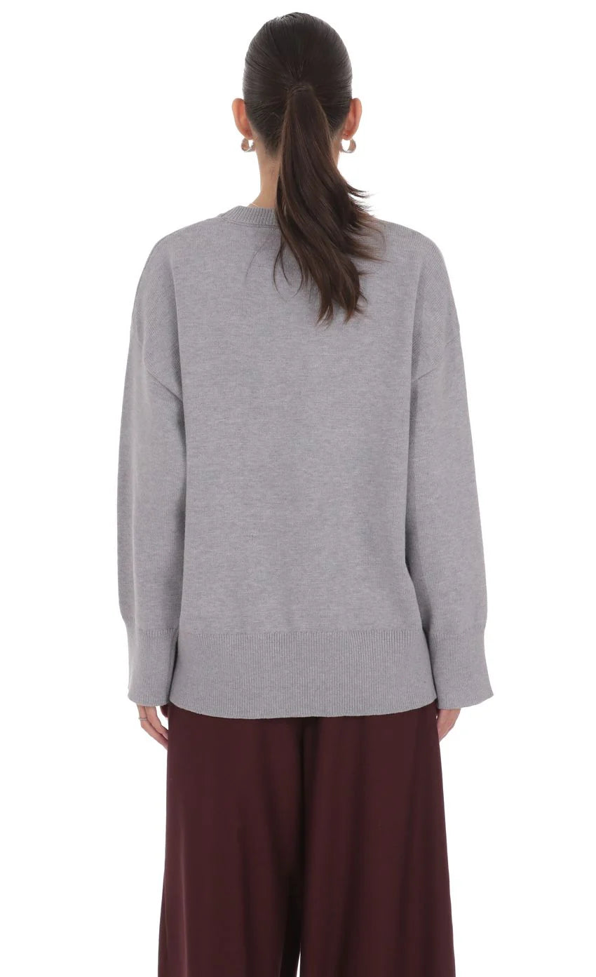 Oversized Knit Jumper in Gray
