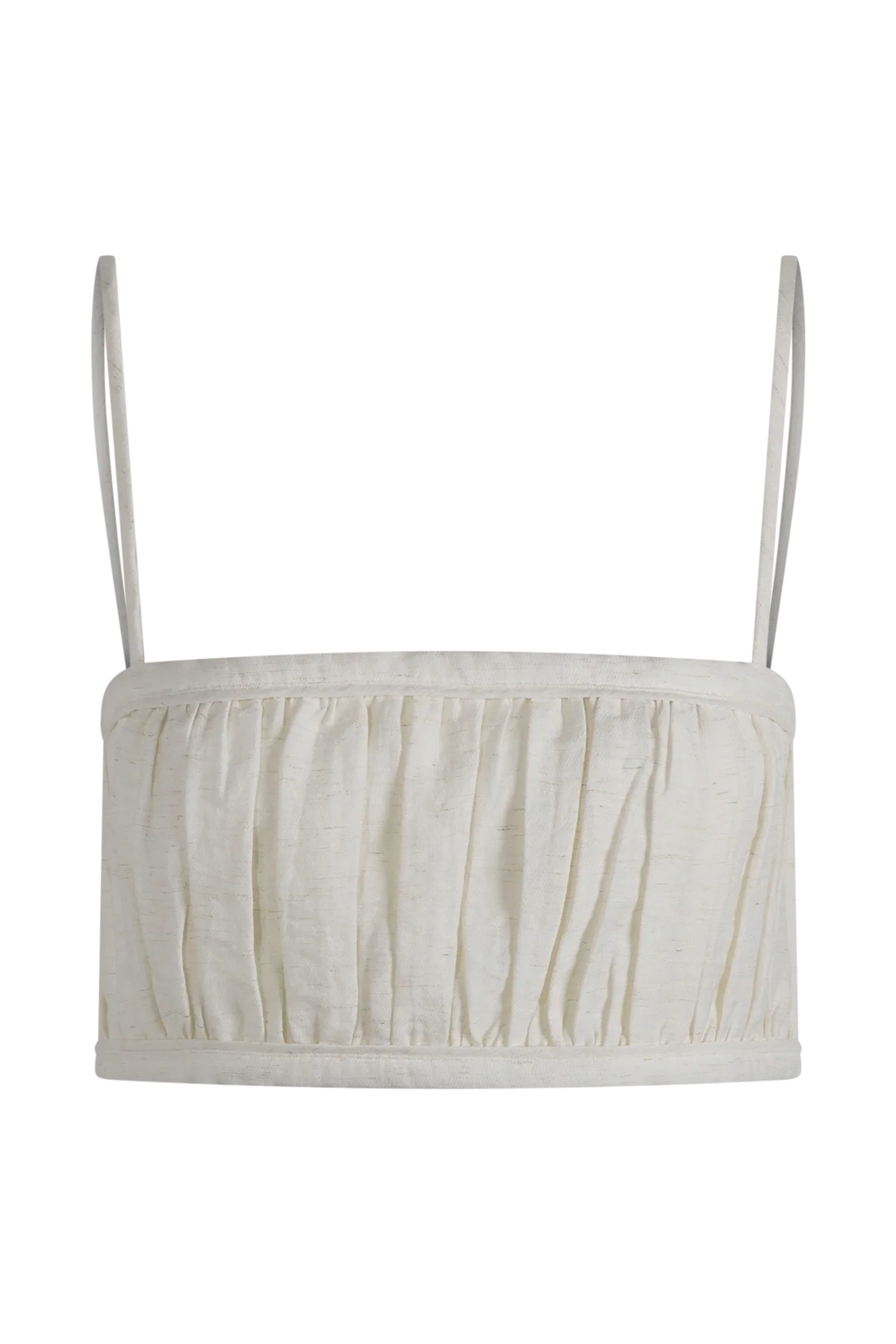 Scottie Shirred Linen Bandeau Oat Marle