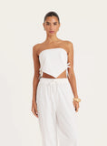 White Cotton Bandeau Crop Scarf Top