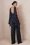 Seloria Black White Satin Polka Dot Wide Leg Trouser