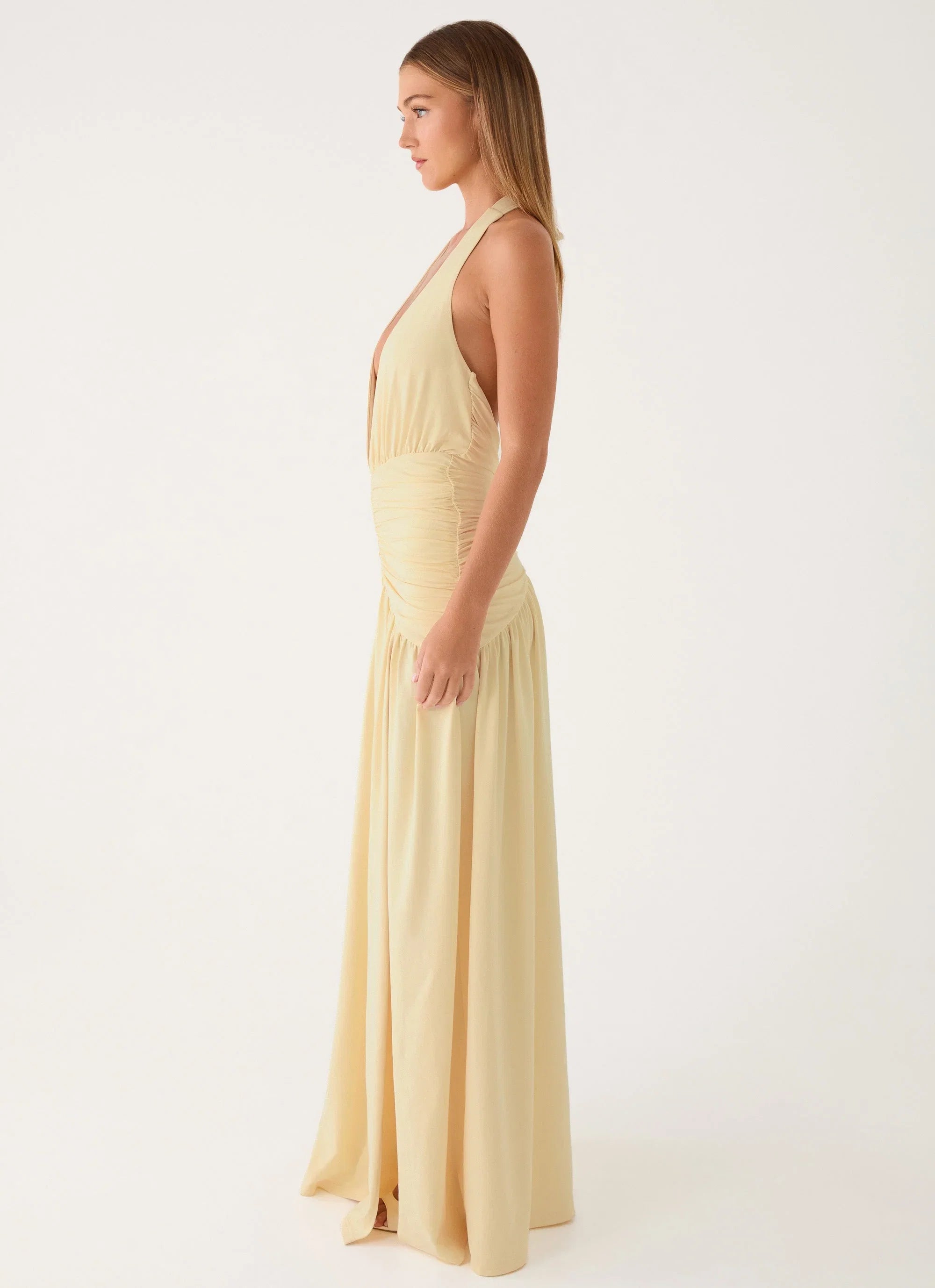 Makena Halter Maxi Dress Yellow