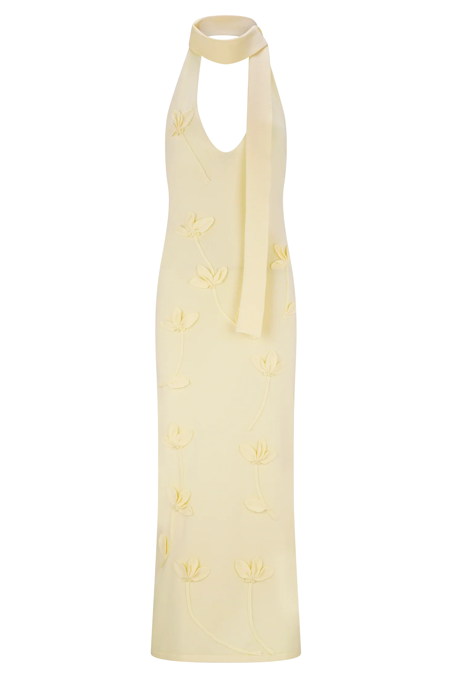 Wynn Floral Knit Midi Dress Lemon