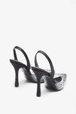 Covergirl Black Diamante Sling Back Pointed Heels