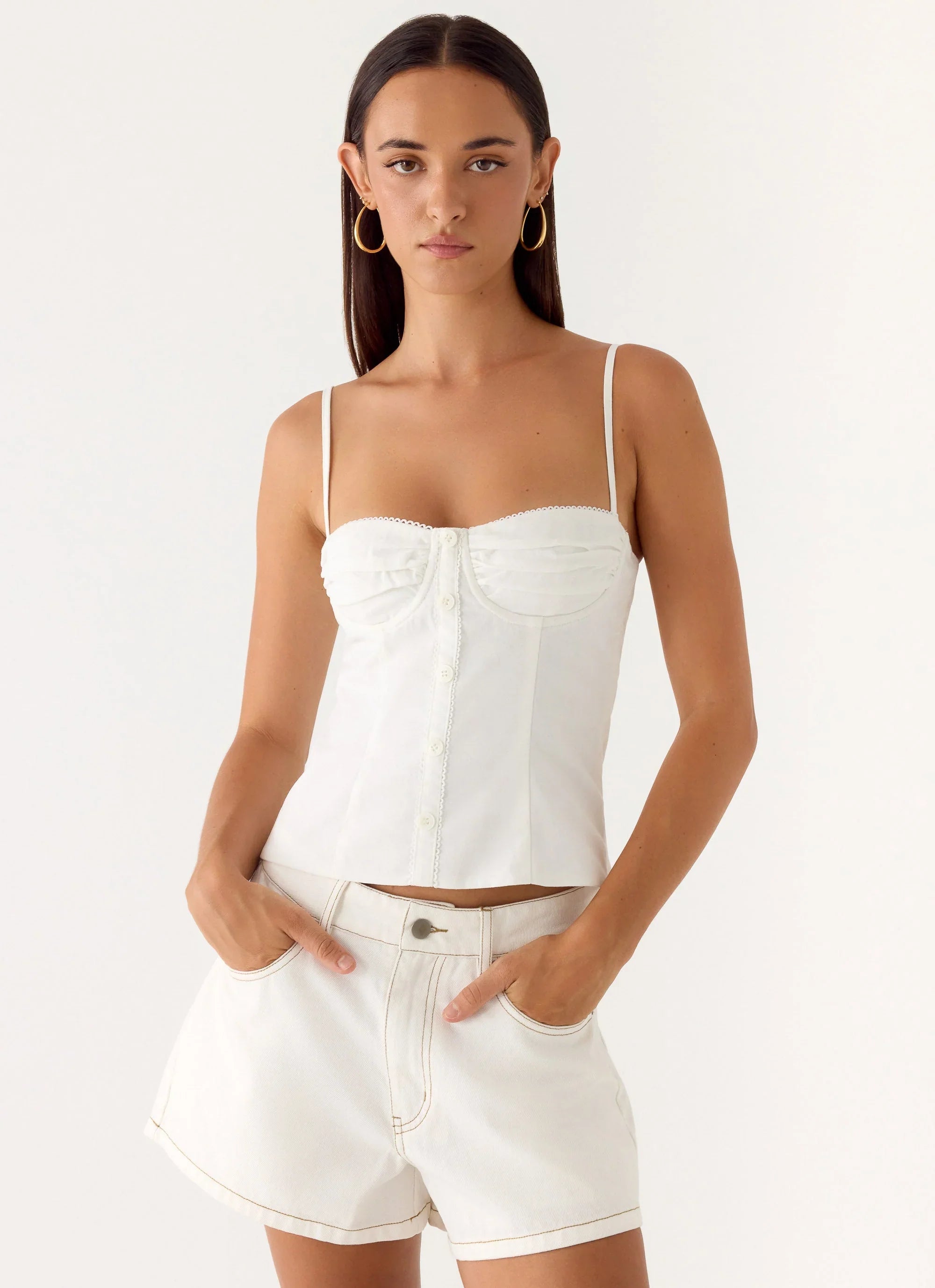 Owen A Line Denim Shorts White
