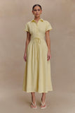 Aysha Buttoned Linen Midi Dress Lemon
