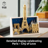 LEGO Architecture Paris City of Love Building Set for Adults Gift for Birthdays Office or Bedroom Decor for Women Men Ages 18 W Frame for Display 21064